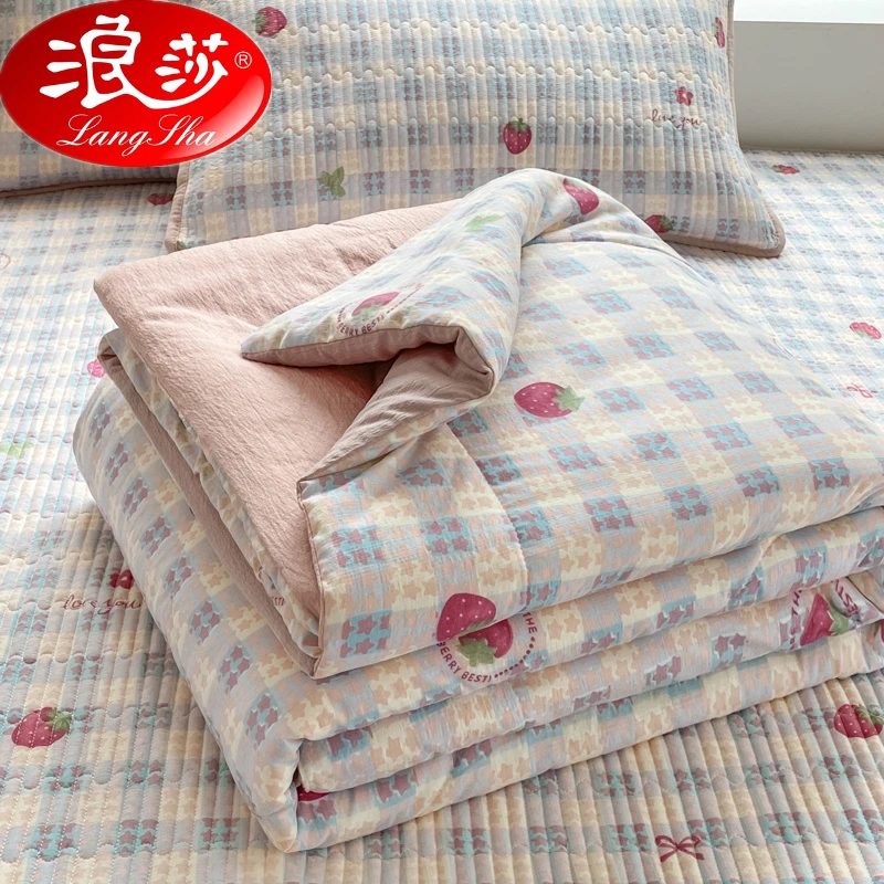 浪莎A类新款夏凉被空调被夏季单人宿舍机洗爆款非纯棉薄款夏被子