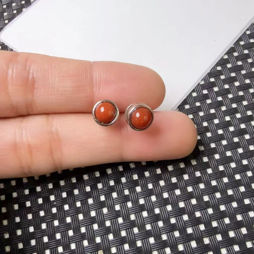 [石矿]A1485南红耳钉一对