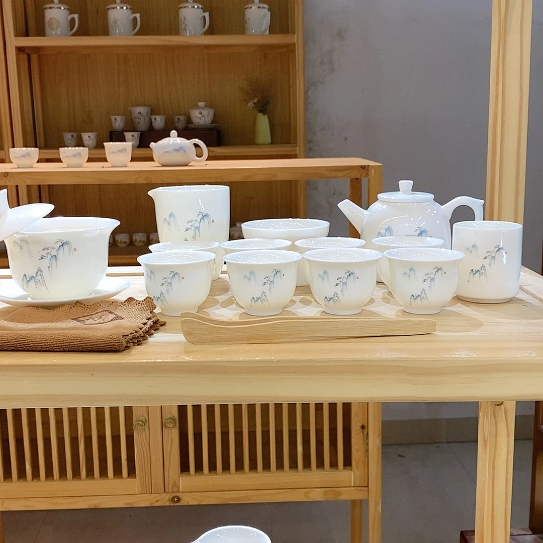 【墨城】羊脂玉瓷高山流水16头