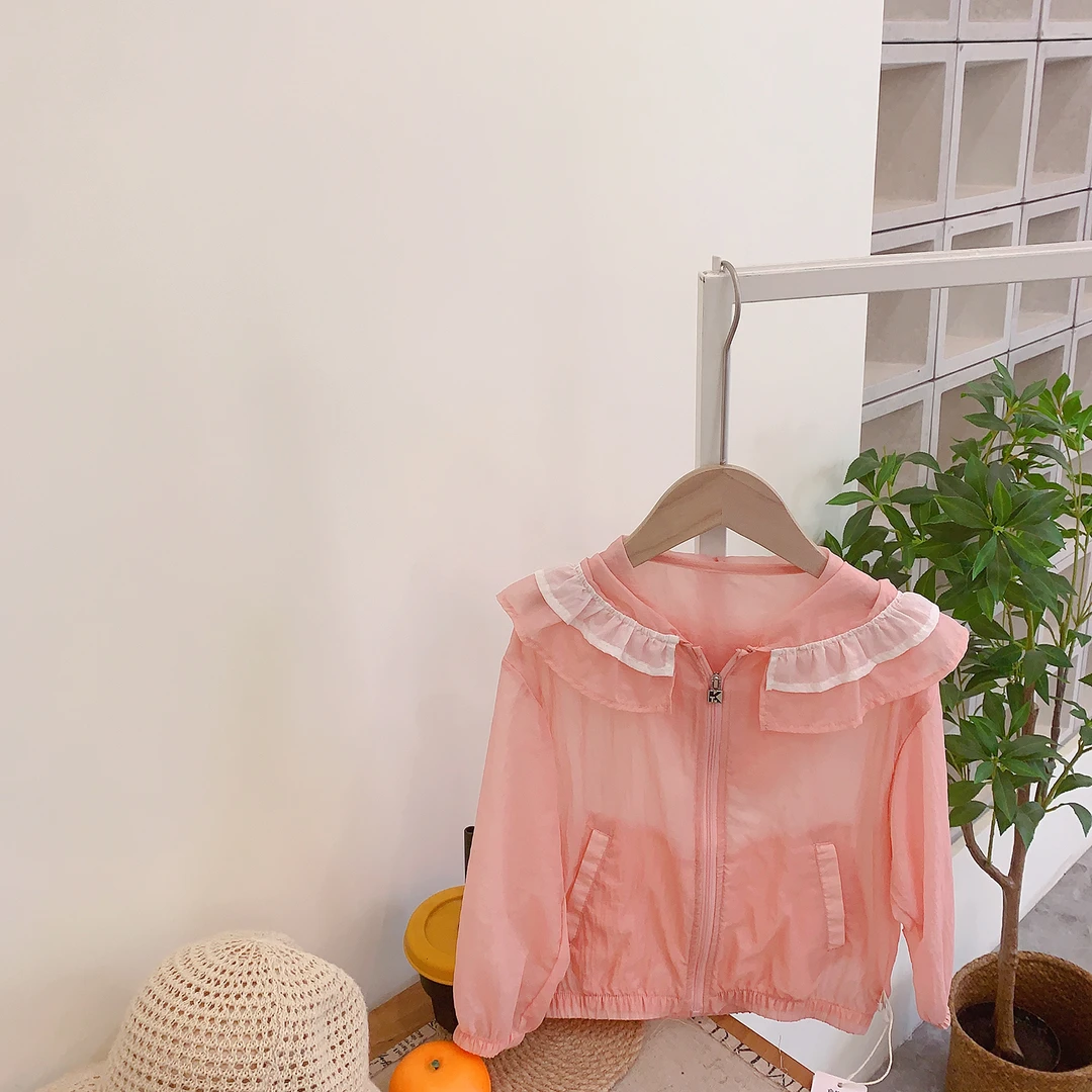 206070  防晒衣娃娃领外套儿童连帽童装夏款轻薄宝宝白色防晒衫