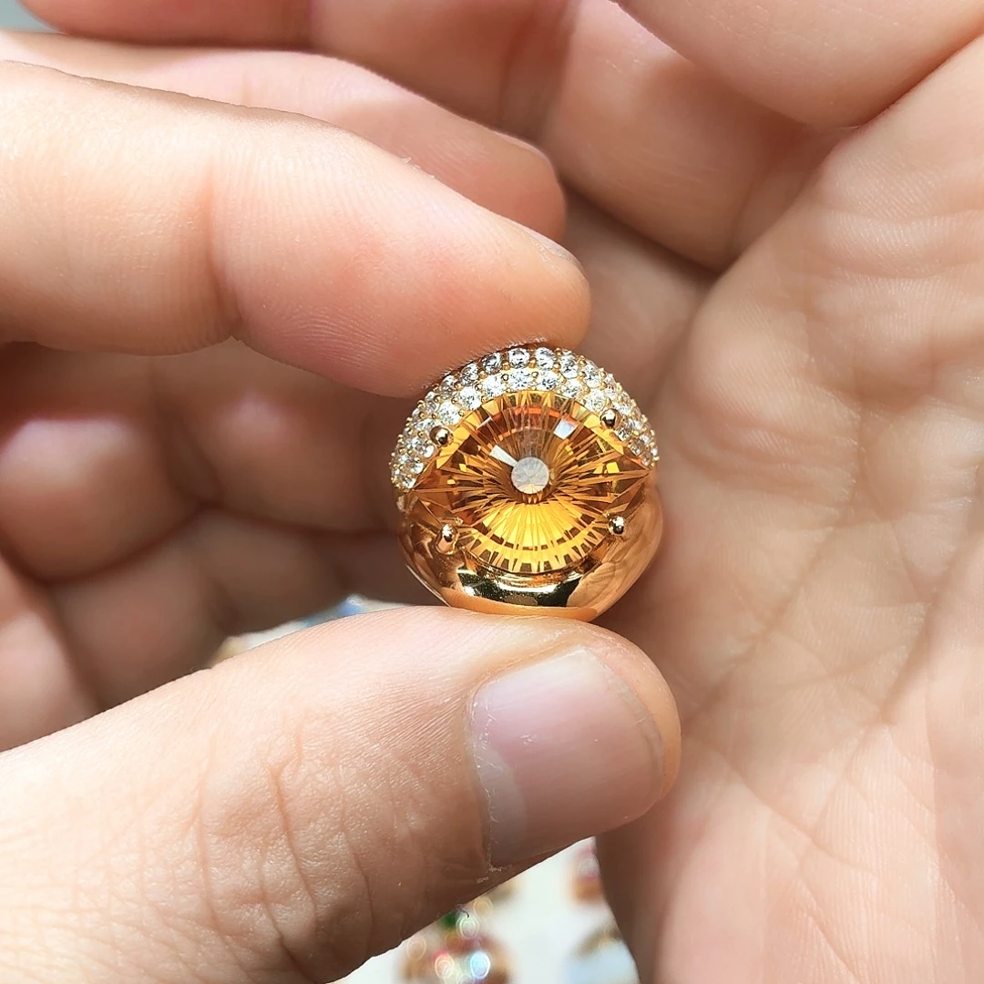 戒指银S925镶嵌水晶
