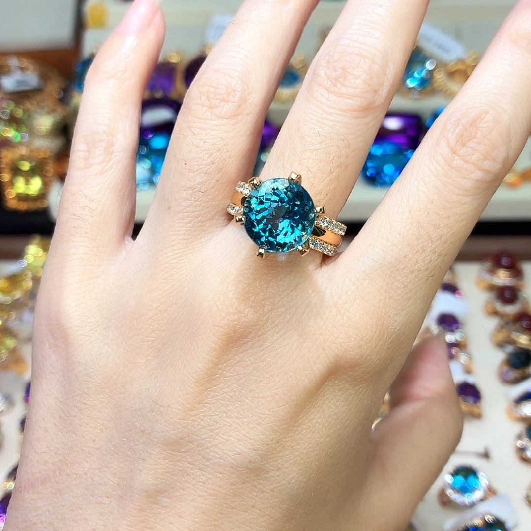 托帕石戒指银S925镶嵌