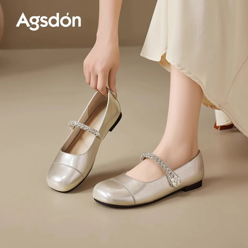 奥古狮登芭蕾单鞋女2025新款夏季平底玛丽珍女鞋配裙子休闲凉鞋爆