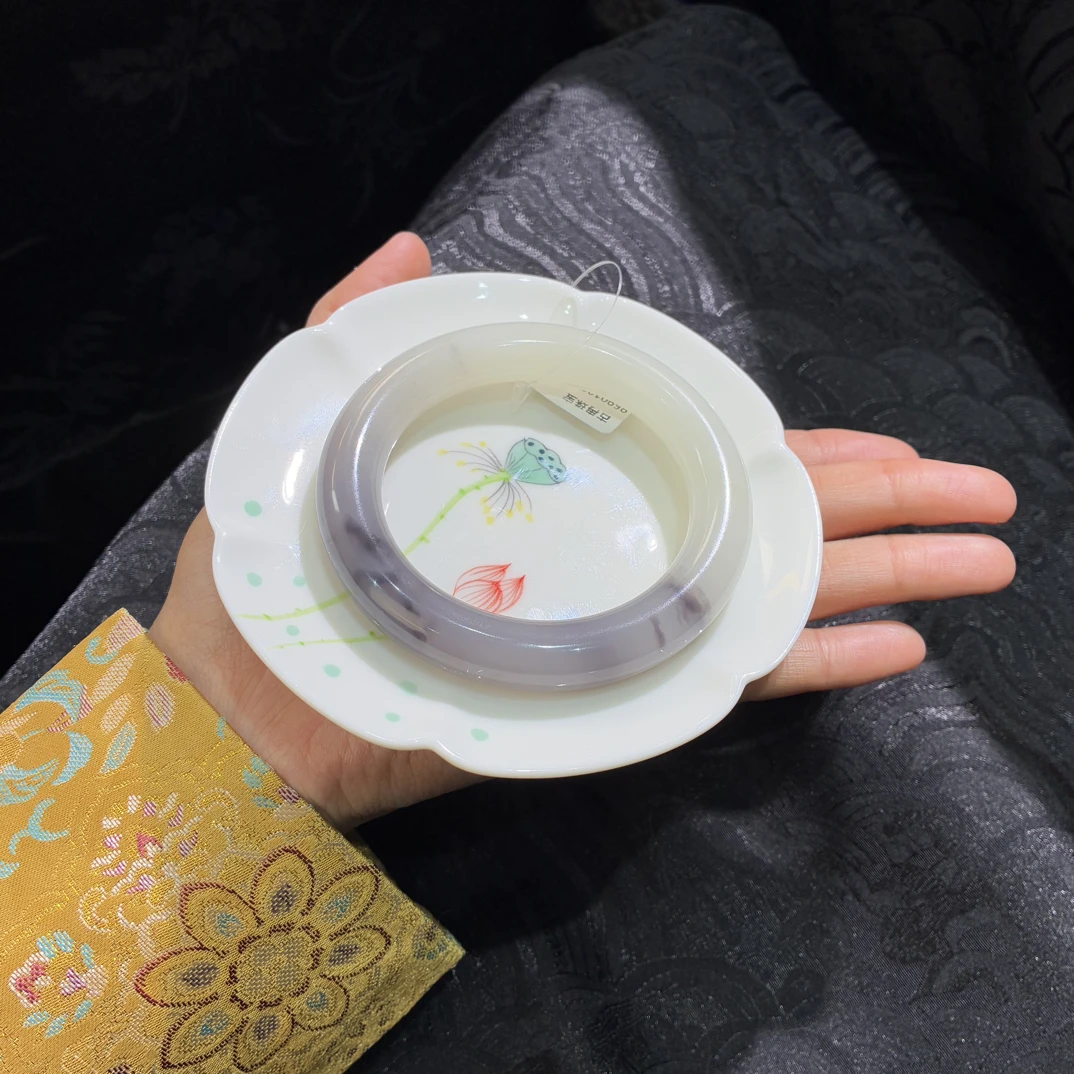 【古冉珠宝】和田玉青海紫白双色55➕