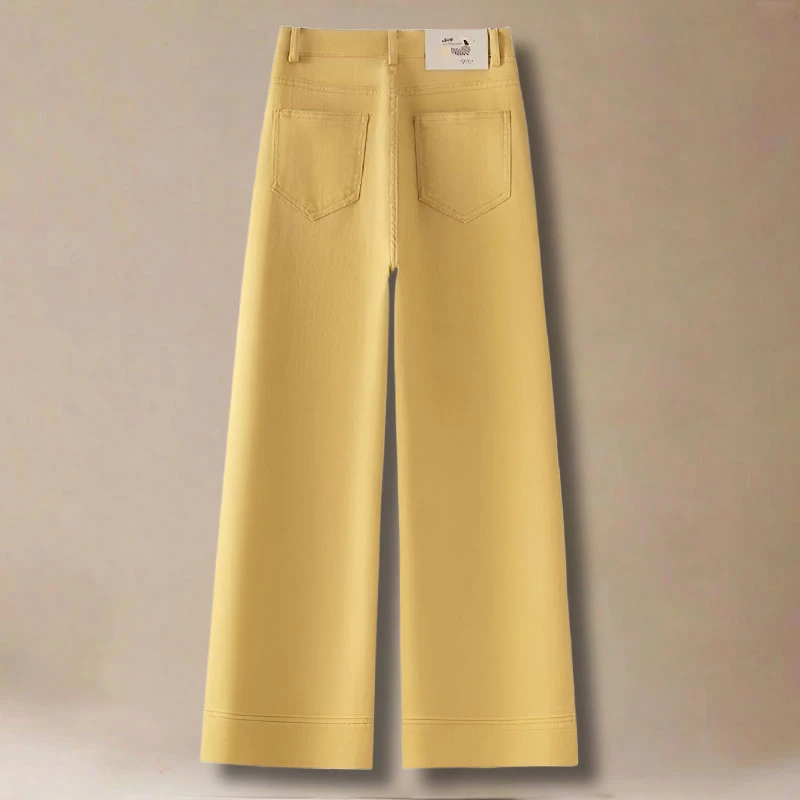 高级感黄色阔腿牛仔裤女春秋季2025新款爆款裤子小个子九分直筒裤