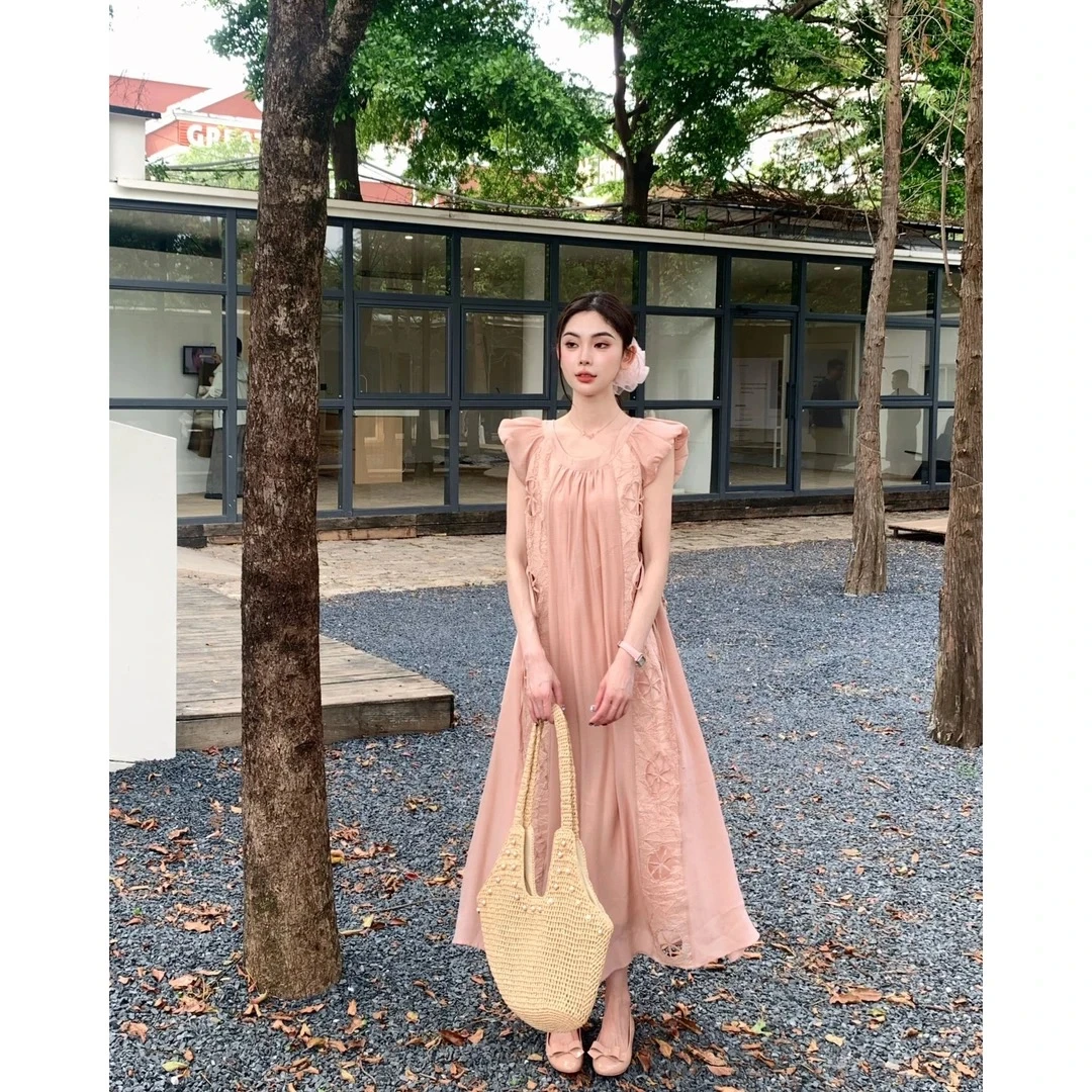 【粉桃】法式甜美风减龄连衣裙子女新款温柔洋气裙子