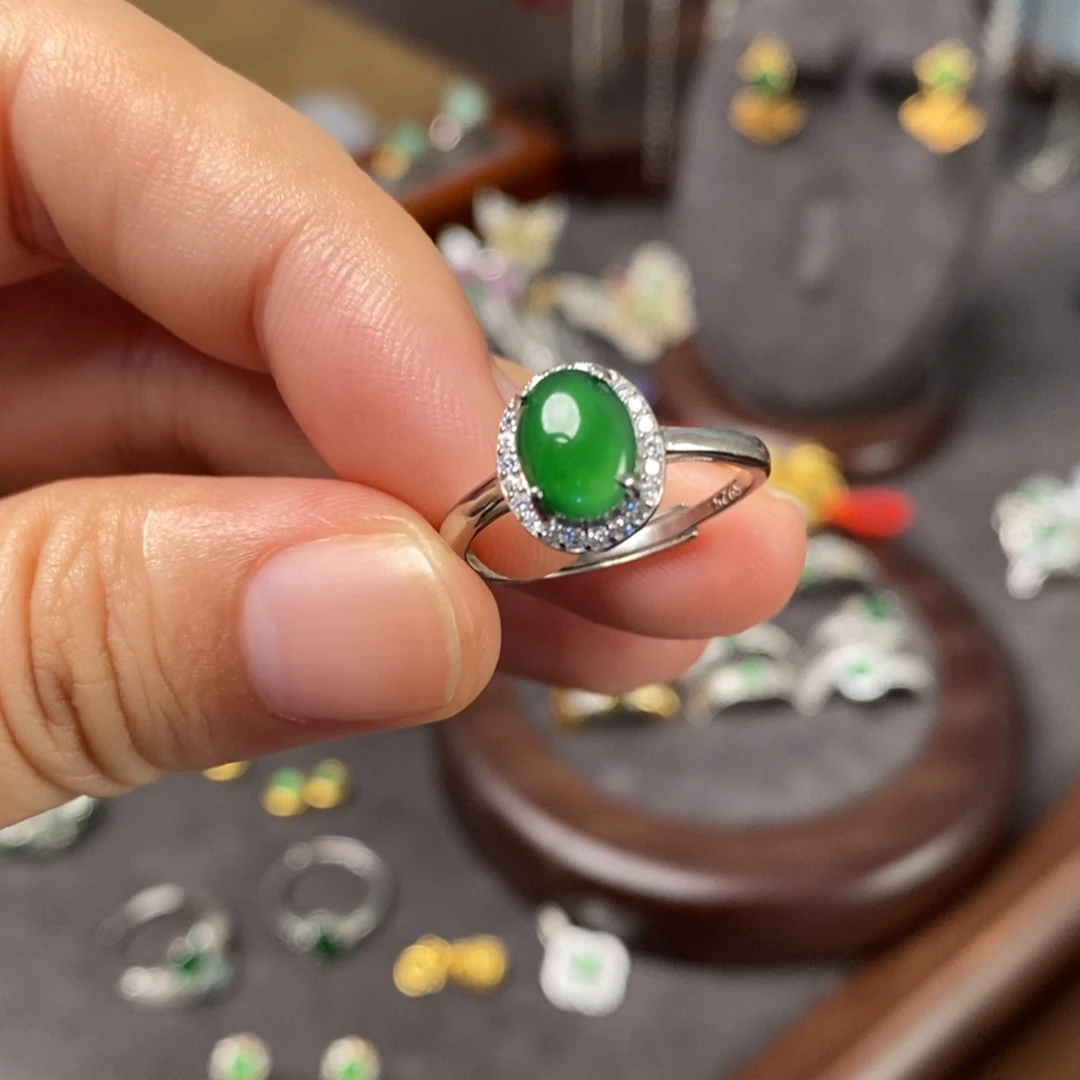 翡翠银S925镶嵌戒指
