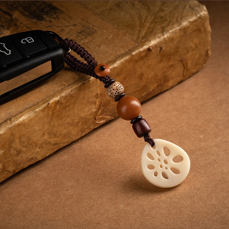 路路通。象牙果汽车钥匙挂件手工车钥匙扣女包挂玉石创意礼品