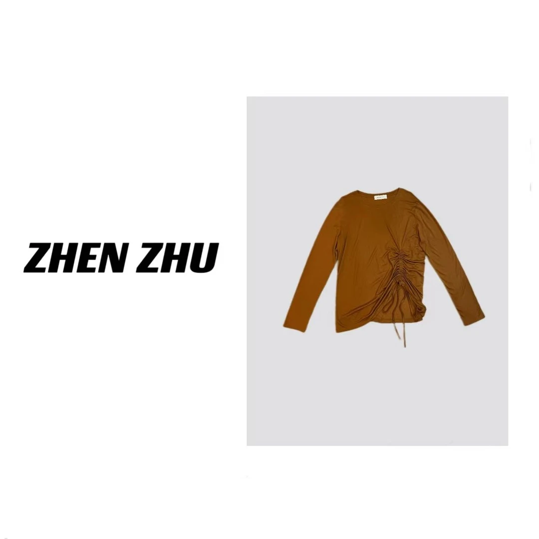Zhenzhu Studio G22 夏季纯色抽褶防晒上衣 夏季休闲日常 DE2925