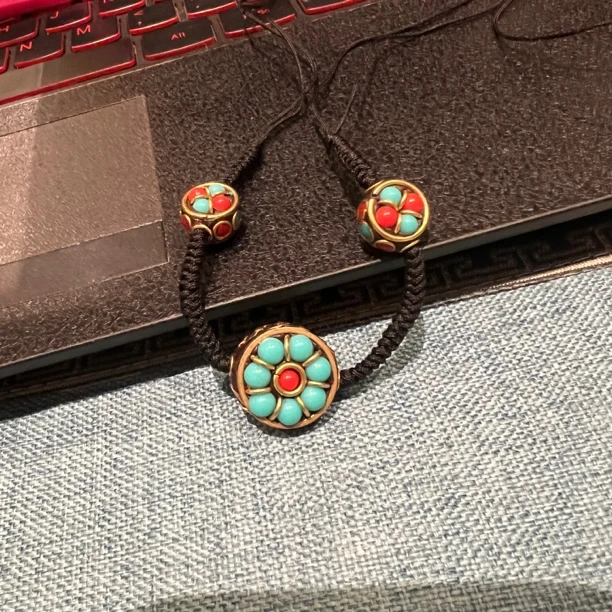 铜项链 民族风DIY手工黄铜镶嵌时尚配项链尼泊尔手工珠