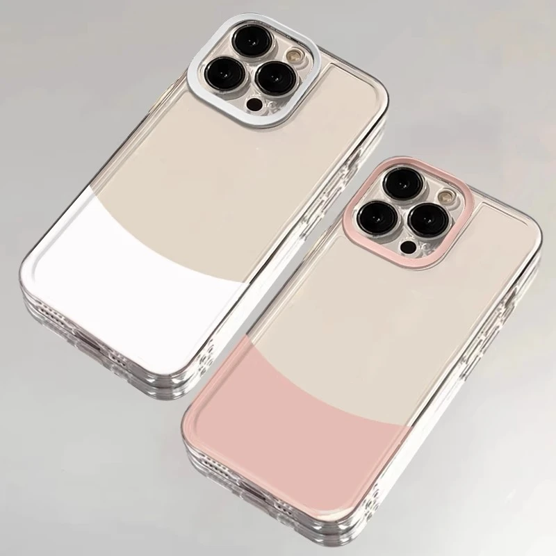 撞色半圆适用iPhone13promax手机壳苹果16磨砂15简约14防摔11个性