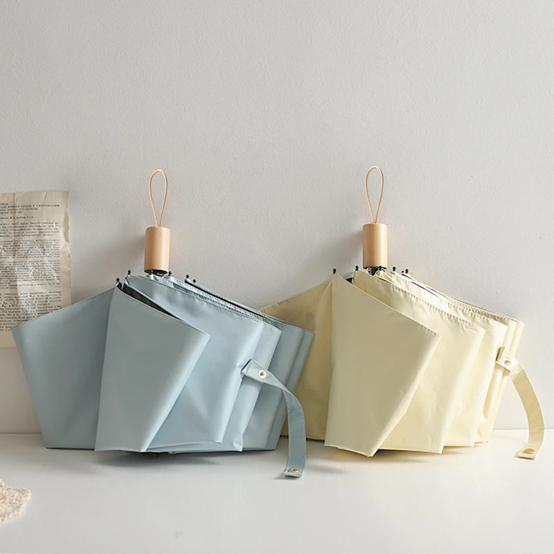 三折素色遮阳伞8骨防晒防紫外线太阳伞女礼品折叠晴雨伞