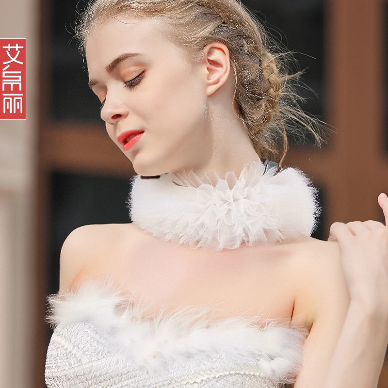 甜美蓬蓬纱围脖精致系带层层叠叠护颈装饰百搭时尚蕾丝假领子女