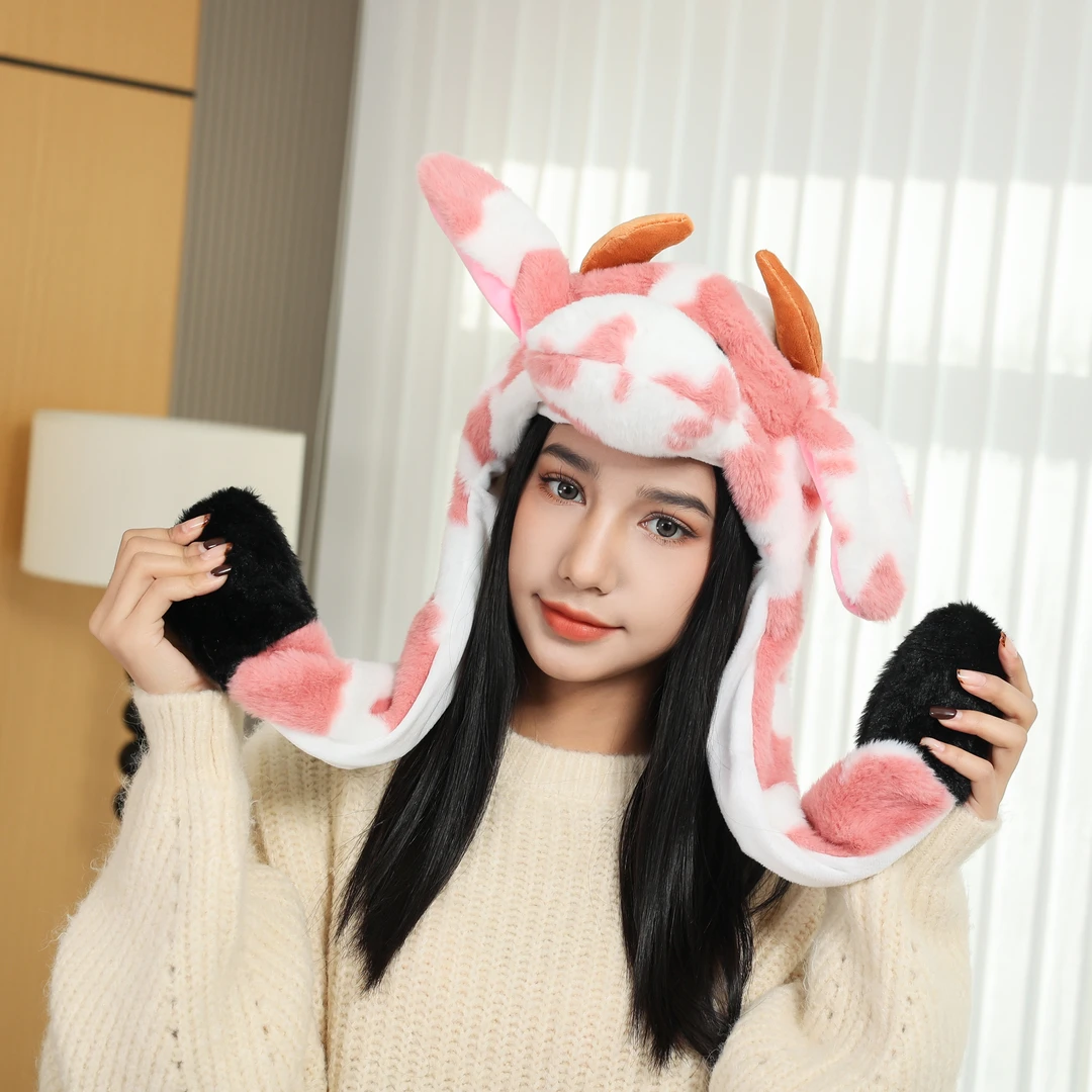 会动帽冬季新款洋气毛绒爆款高颜值保暖防寒围脖围巾一体二合一