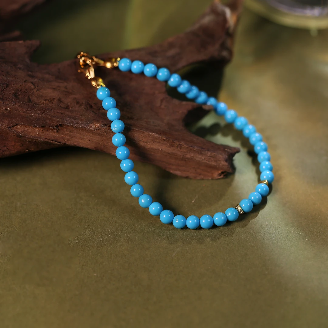 【灵熙专属】安曼博【蓝梦松灵】S925银绿松美松手链 约4mm XZ0161BZ