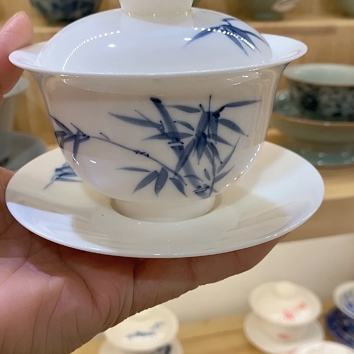 羊脂白玉白玉盖碗悬停