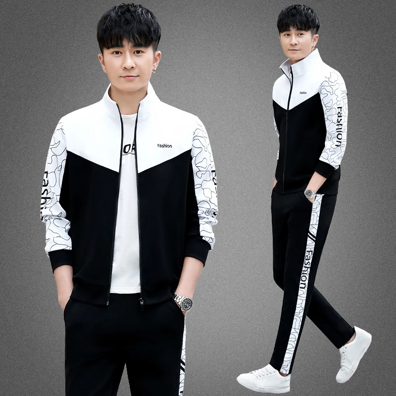 运动套装男2025新款春秋季潮流跑步运动衣青年休闲运动服男大码