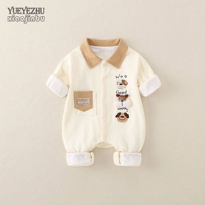 男宝宝秋装一岁外出连体衣初生婴儿衣服春秋韩版卡通可爱外穿哈衣