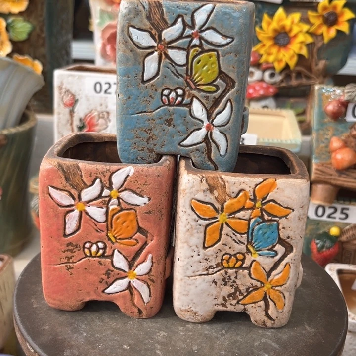 紫砂花盆粗陶材质多肉花盆