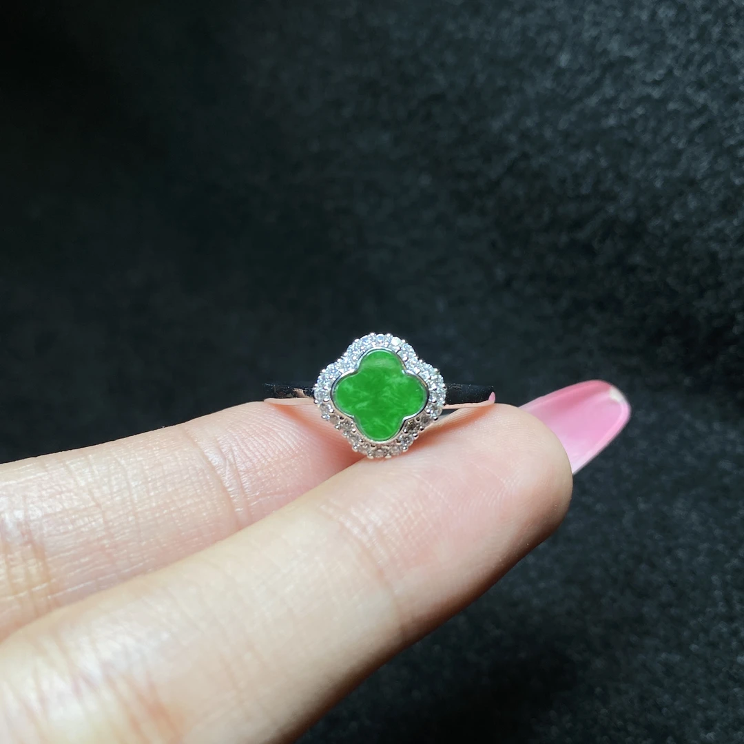 【小北好物】翡翠幸运草戒指约6*6mm【多样性发一件】2QH134X198