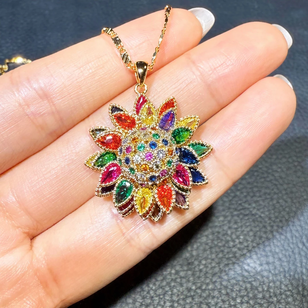 设计师高定-七彩向阳花多宝吊坠YW-1009