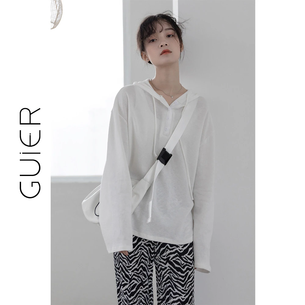 宽松慵懒风连帽卫衣女2025秋新款设计感小众薄款上衣0697