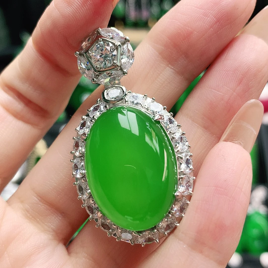 玛瑙/玉髓银S925镶嵌吊坠