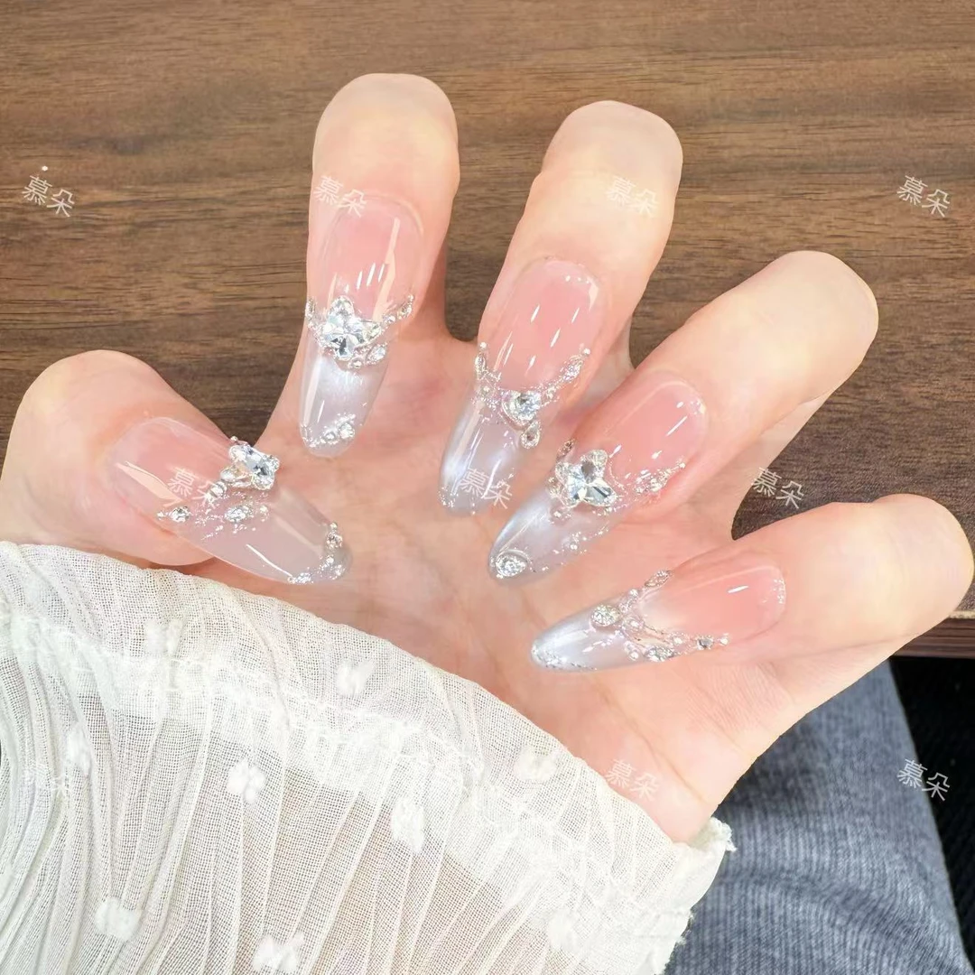 【清风玉露】纯手工穿戴甲气质猫眼显白美甲成品可拆卸十片