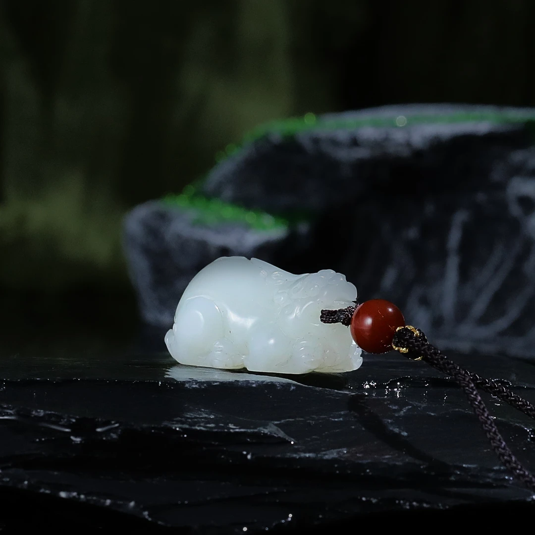 "民国和田玉貔貅/ DL537444/ 古玩/收藏/德州文物"