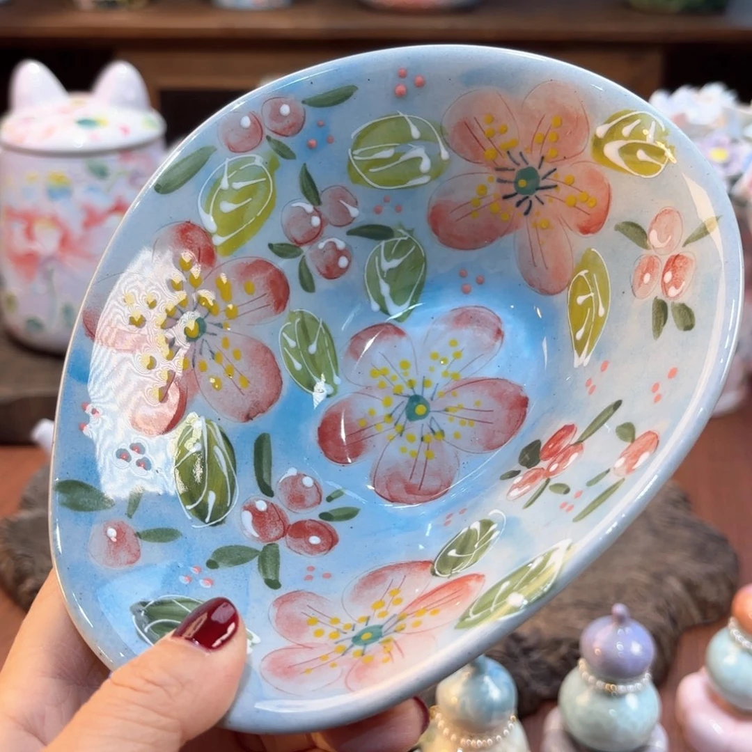 瓷片景德镇手绘高温釉下彩陶瓷茶具