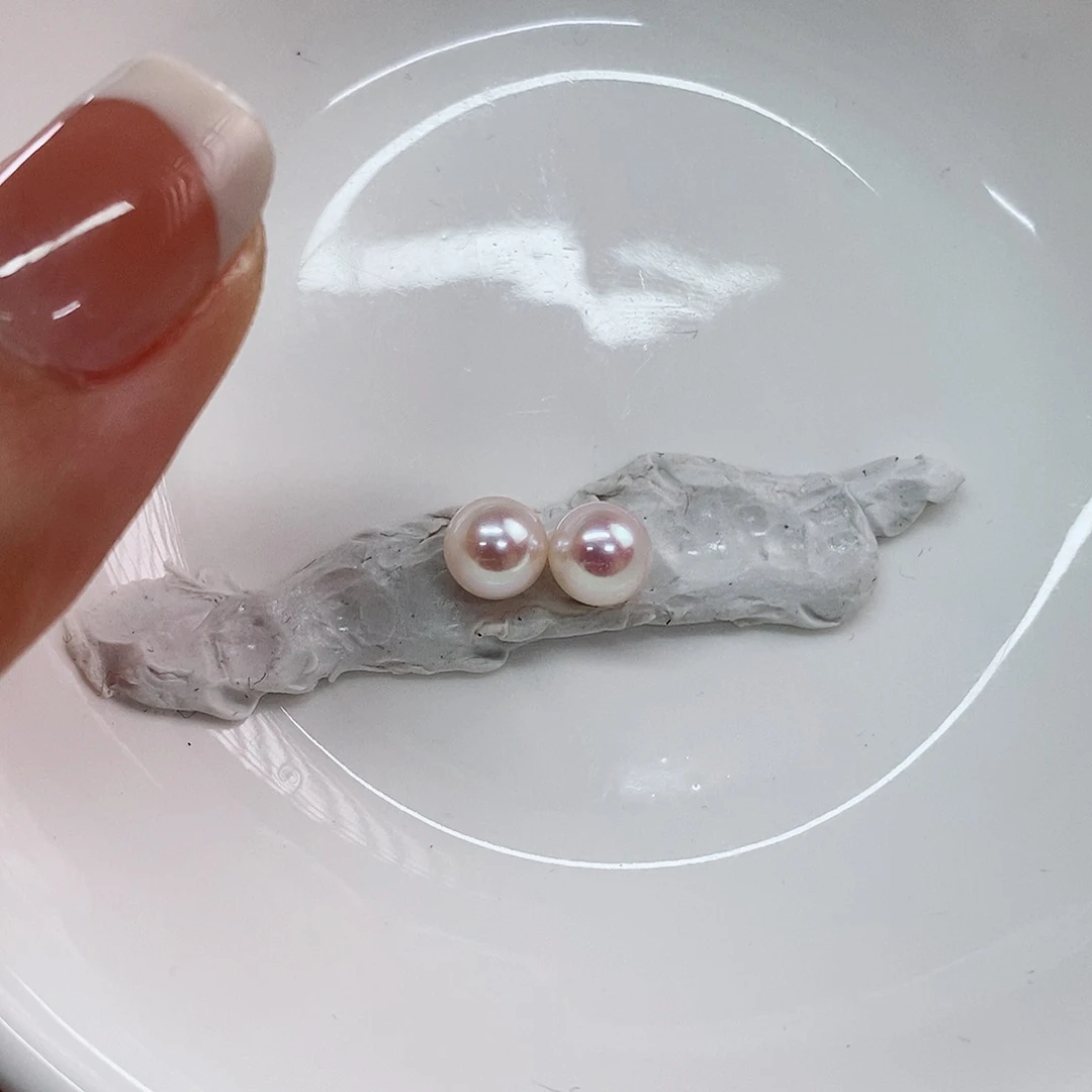 18K金镶嵌耳饰海水珍珠6-6.5