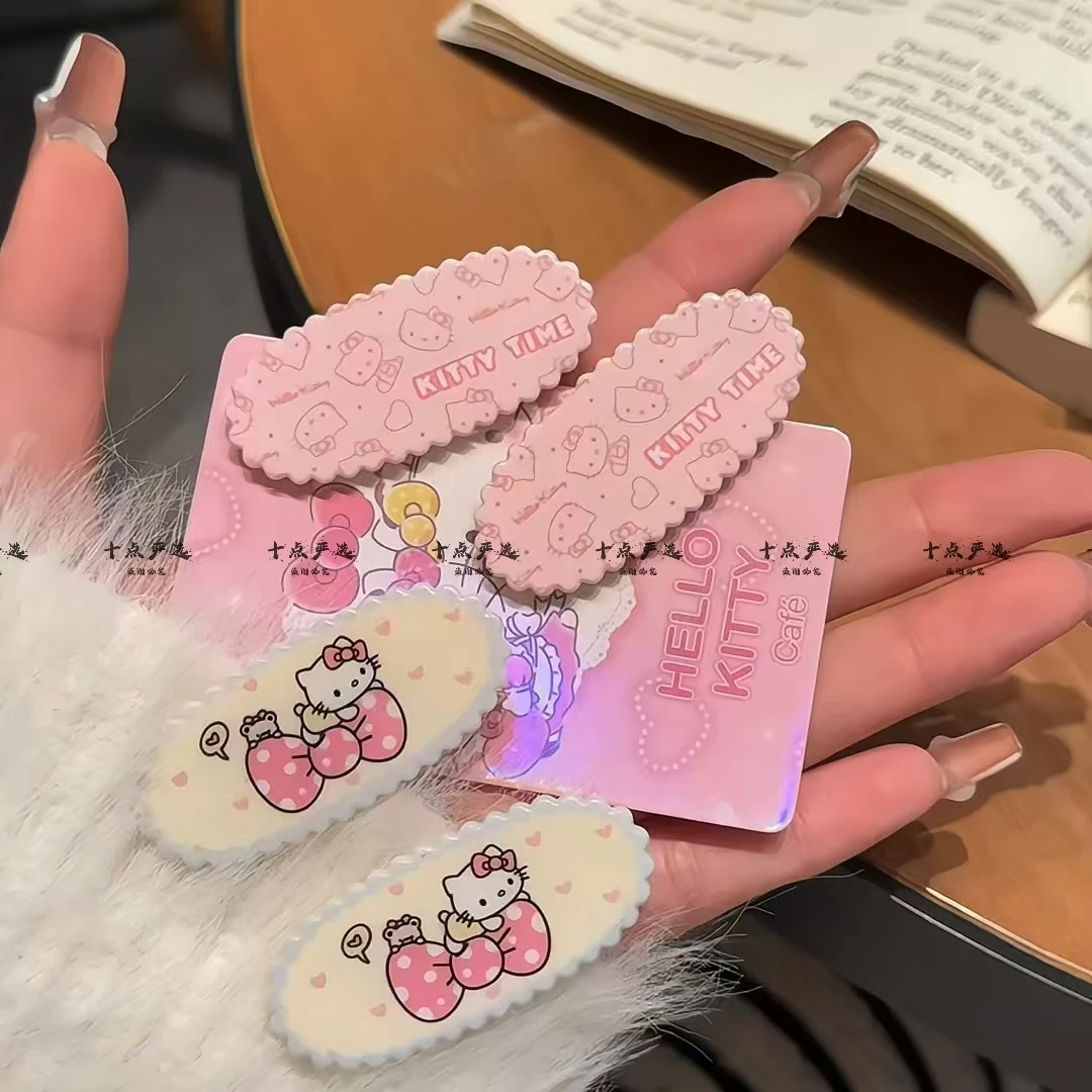 可爱卡通KT猫粉嫩椭圆发夹少女韩版甜美头饰侧边鸭嘴ins刘海发卡