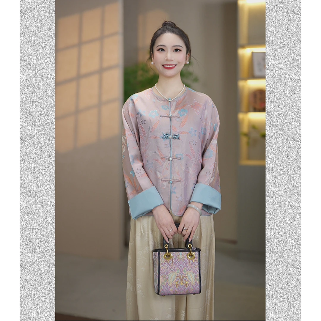 绸缘【蝶梦】宋锦异色萝百搭重工气质国风夏季外套681051