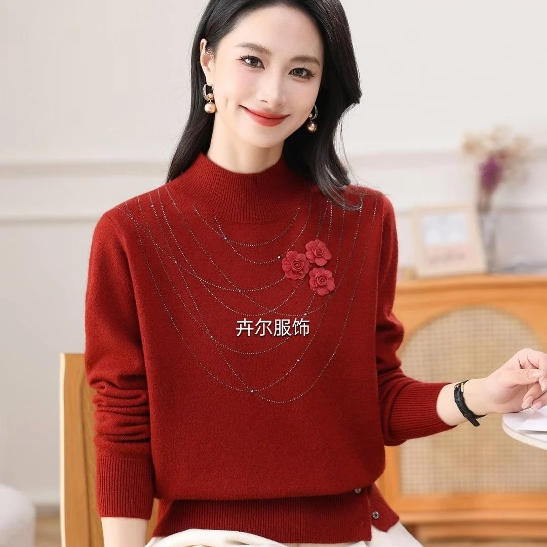 【燕珍时装】冬季新款882 7259费尔岛花纹宽松气质卡卡绒羊毛衫