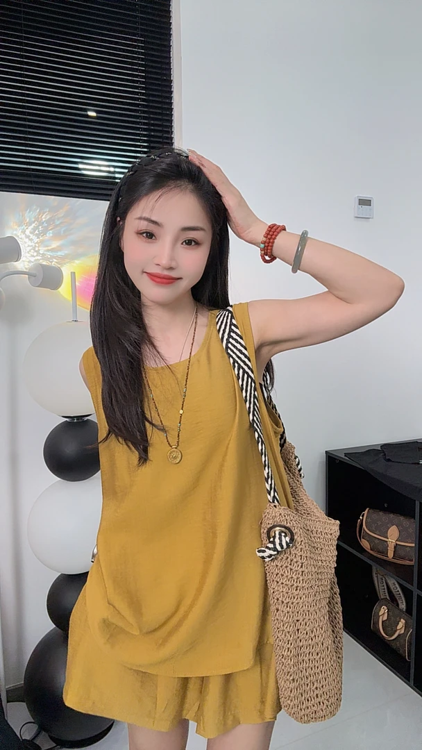 66966【蝶谷】无袖衬衫+阔腿短裤