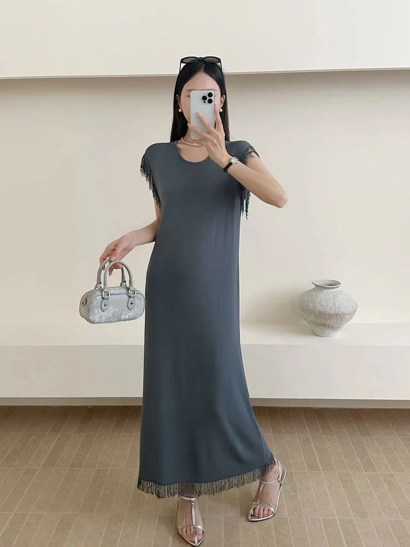 HF0187 夏季休闲通勤百搭时尚气质显瘦韩版宽松简约连衣裙