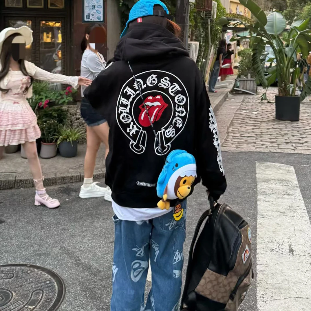 克克25ss连帽开衫舌头宽松情侣印花外套