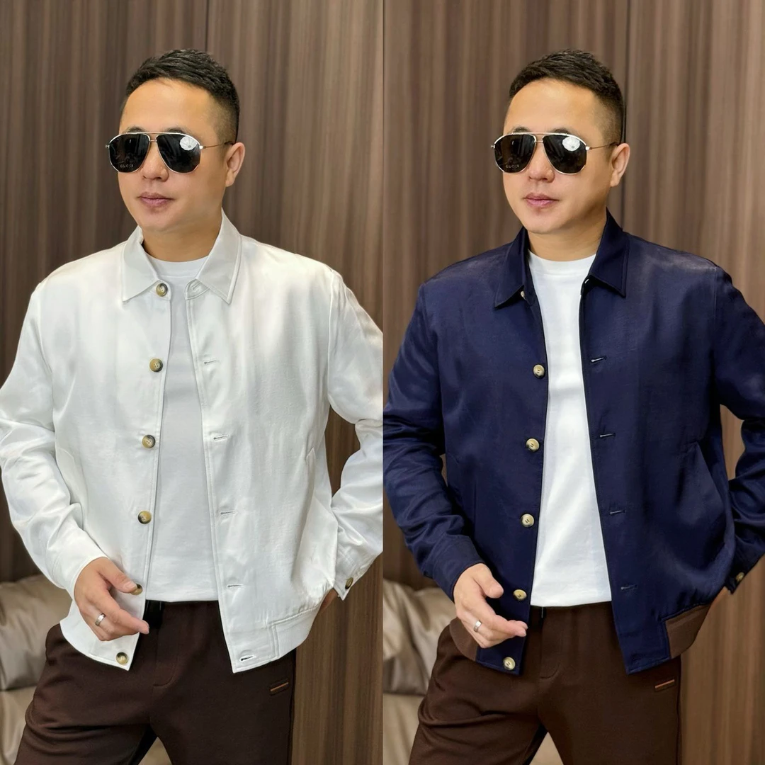 孙先生｜高奢款春季男士天丝亚麻外套翻领短款光泽感短款外套10311