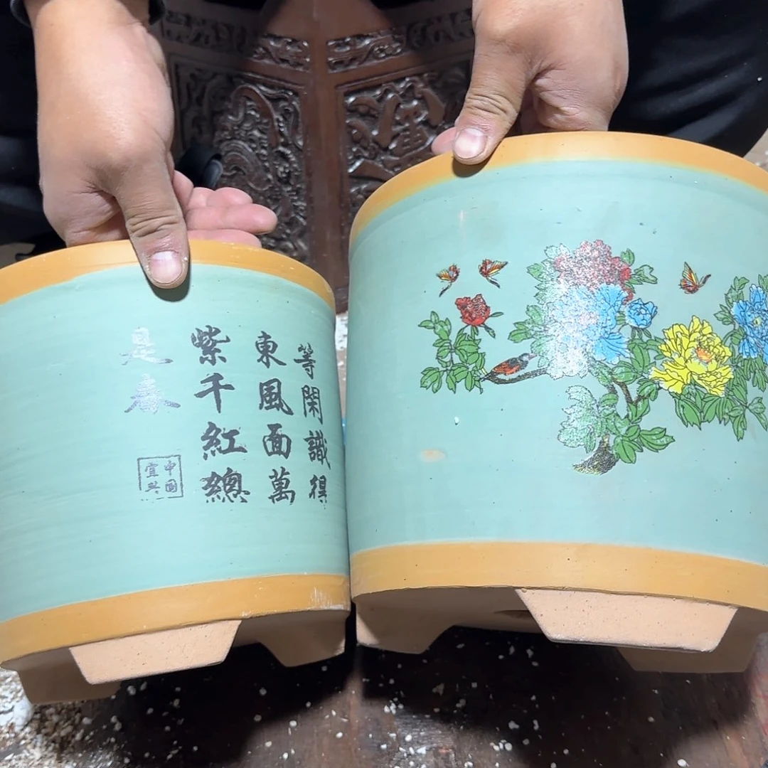 紫砂花盆口径20高度19口16高度17
