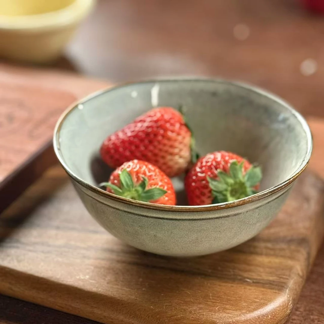 w223 复古陶瓷饭碗异形窑变碗5.5英寸酸奶碗 微瑕 凑满20发货