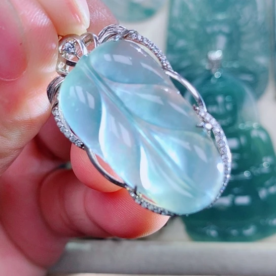 翡翠银S925镶嵌吊坠(不含链)