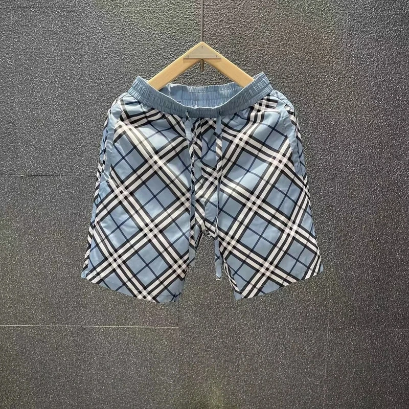 男士短裤夏季轻奢五分裤格子条纹男夏轻薄透气速干弹力休闲裤时尚