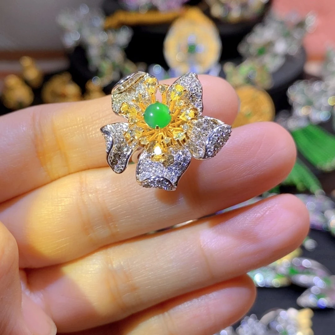 吊坠(不含链)银S925镶嵌翡翠