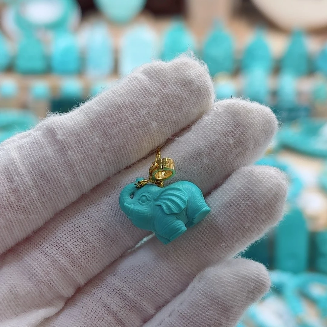 绿松石18K金镶嵌珠宝奇石