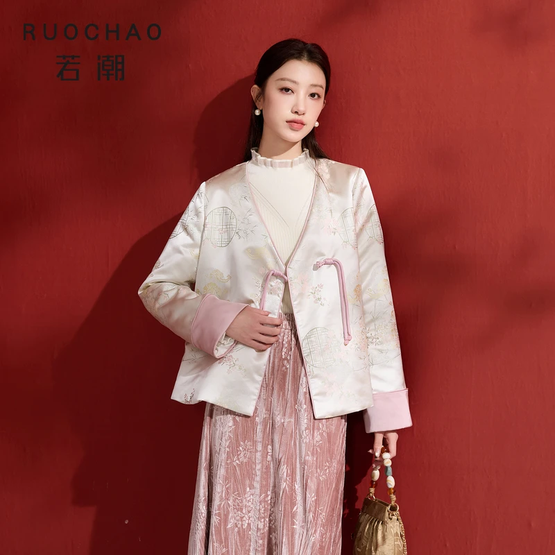【晓薇】3470大码女装2025冬季新款国风小主风棉服外套缎dbx