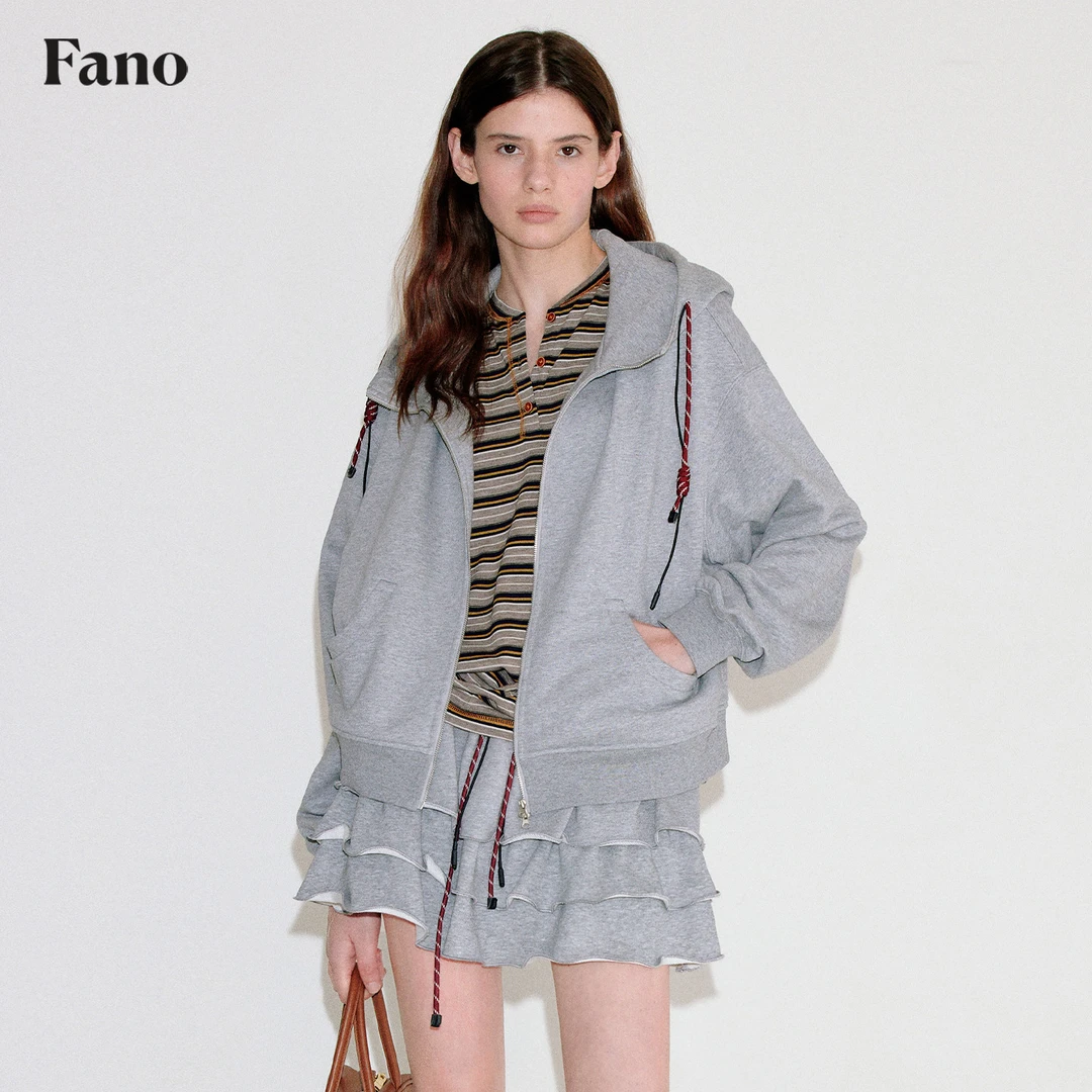 【清仓】范洛 miu系学院运动风 螺旋条纹帽绳 运动卫衣套装FQ25T007