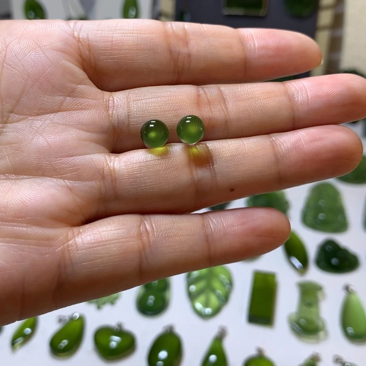 岫玉银S925镶嵌耳钉耳钉