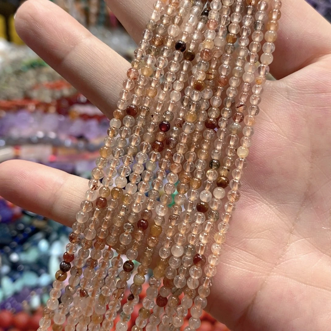 玛瑙/玉髓未镶嵌珠宝半成品彩兔毛一条卡3mm
