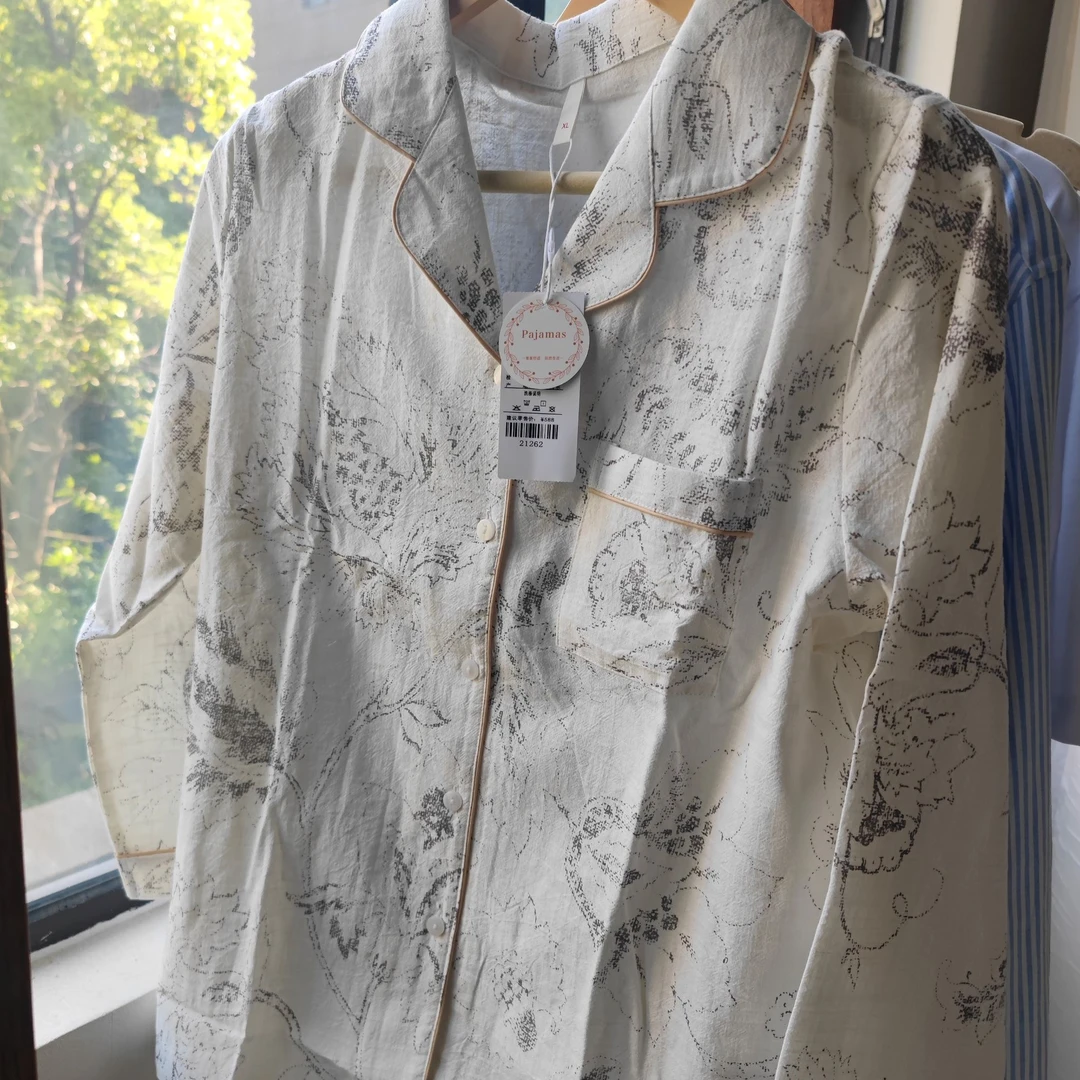 【花语家居服】棉麻女士长袖长裤宽松中式睡衣家居服套装套装夏季