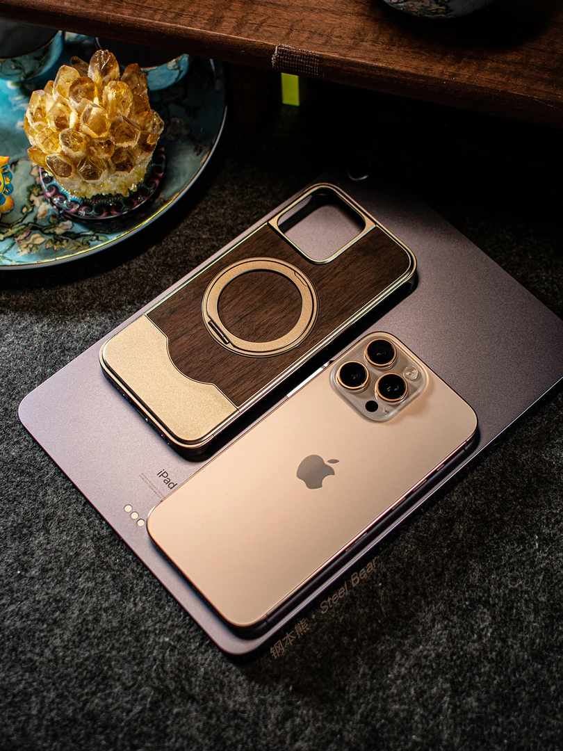 钢本熊适用苹果17max滑盖半包半铝合金属推拉伸缩碳纤16pro磁吸壳